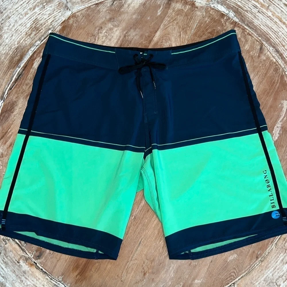 BILLABONG Platinum Recycler Performance Board Shorts Marine Blue Green Size 40